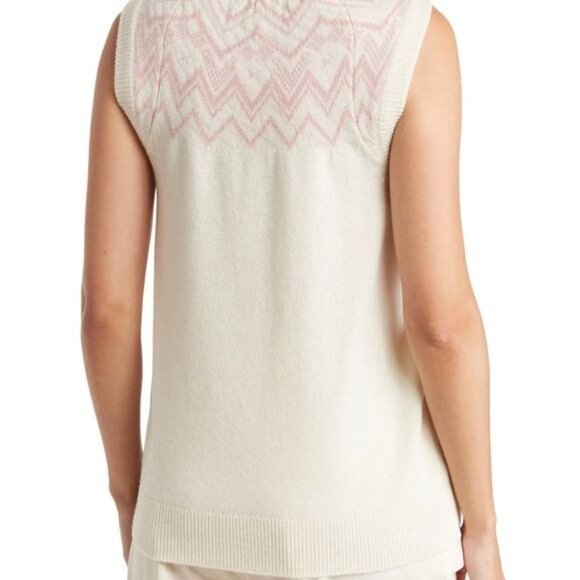 Anthony Thomas Melillo ATM Fair Isle Wool Sweater Vest cream pink size XS NEW - Picture 3 of 9
